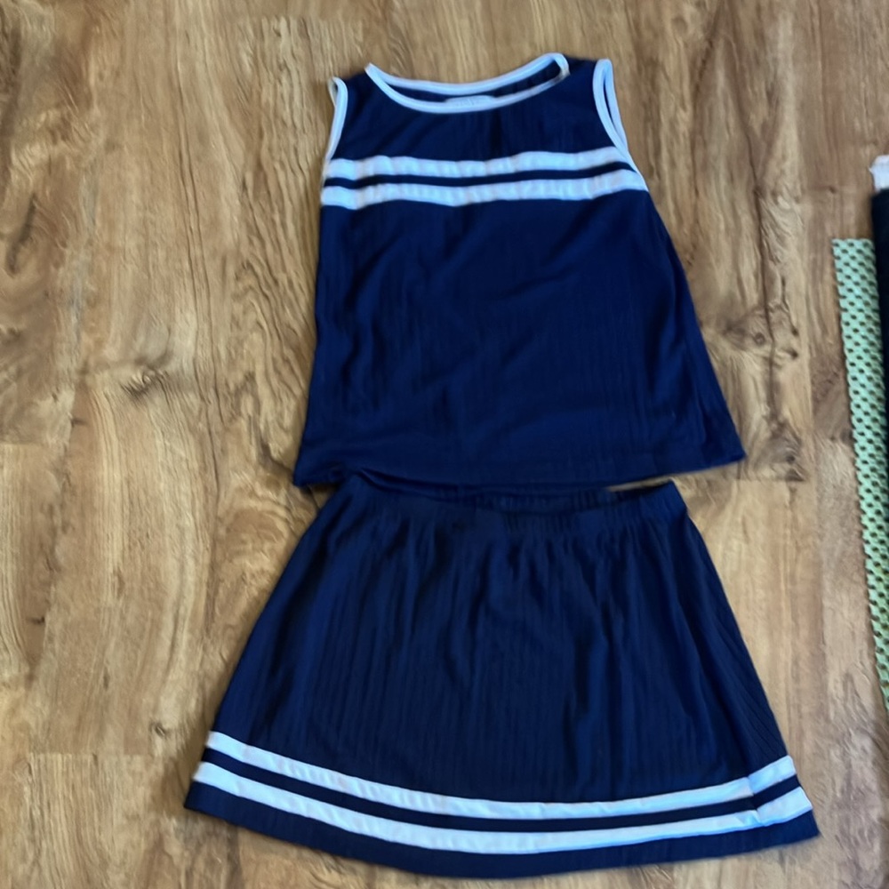 Navy White top and skirt tennis large vintage cable knit official Wimbledon
